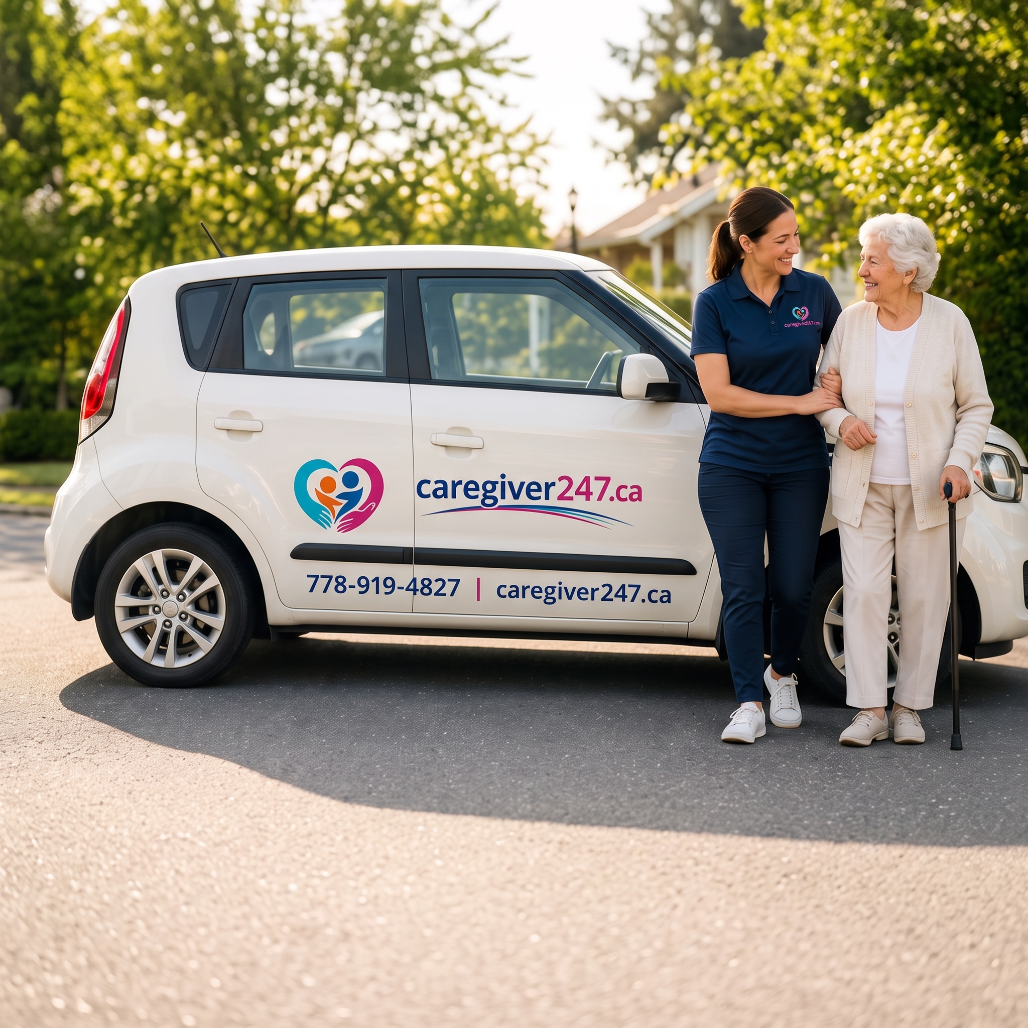 Caregiver assisting an elderly woman with daily activities